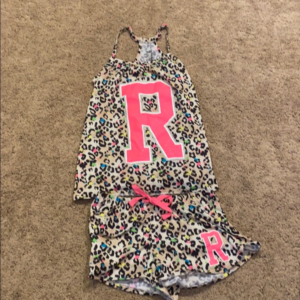 Justice pajama set with letter R girls 12/14